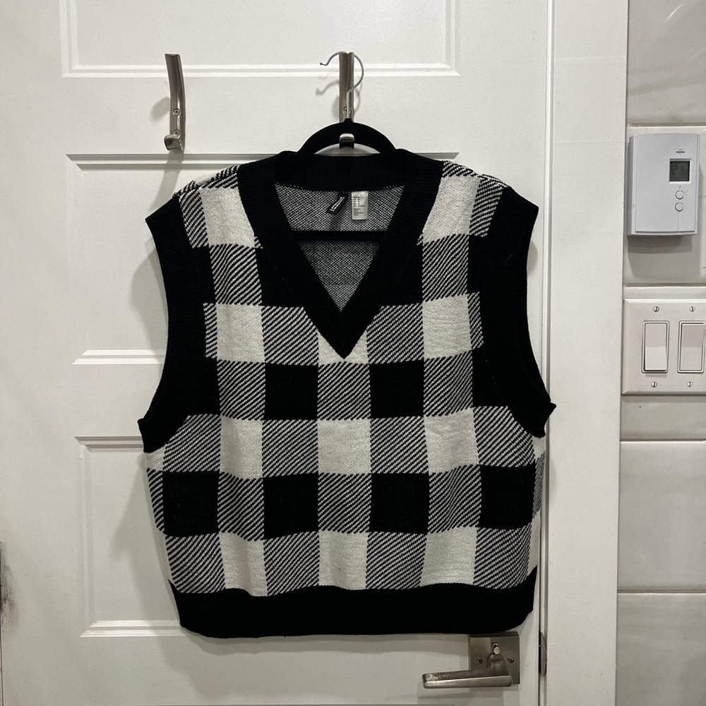 black and white sweater vest
